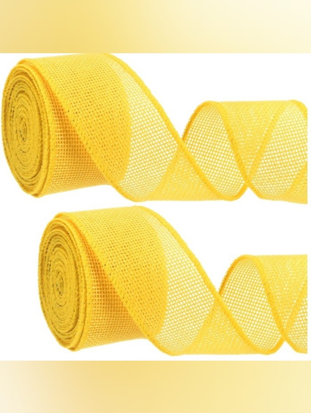 2 Rolls Of Yellow Burlap Wired Ribbon  1.5" By 5.4 Yards